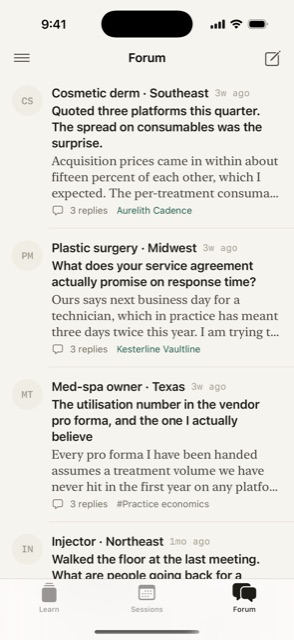 The Refresh forum, showing providers discussing pricing, service agreements and utilisation.